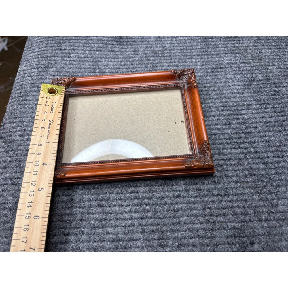 Vintage Ornate Brown Picture Frame 4x6 Tabletop Wall Mount Scroll Detail